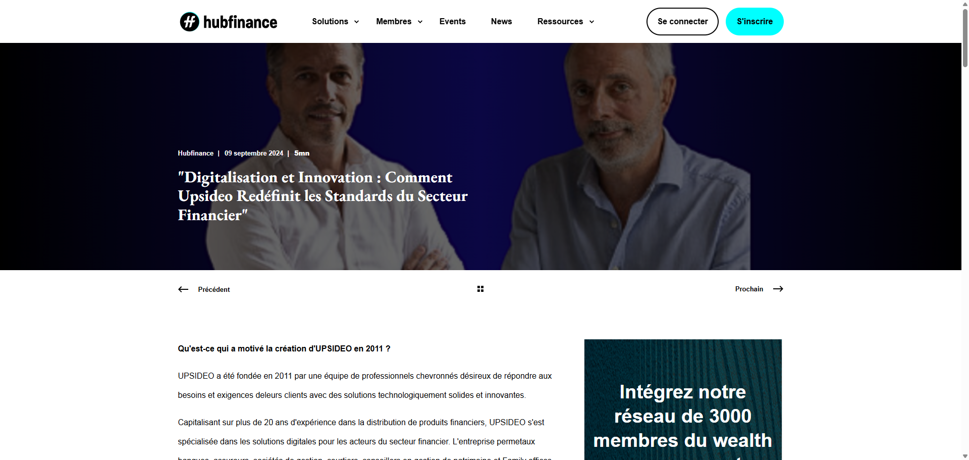 UPSIDEO Redéfinit les Standards du Secteur Financier